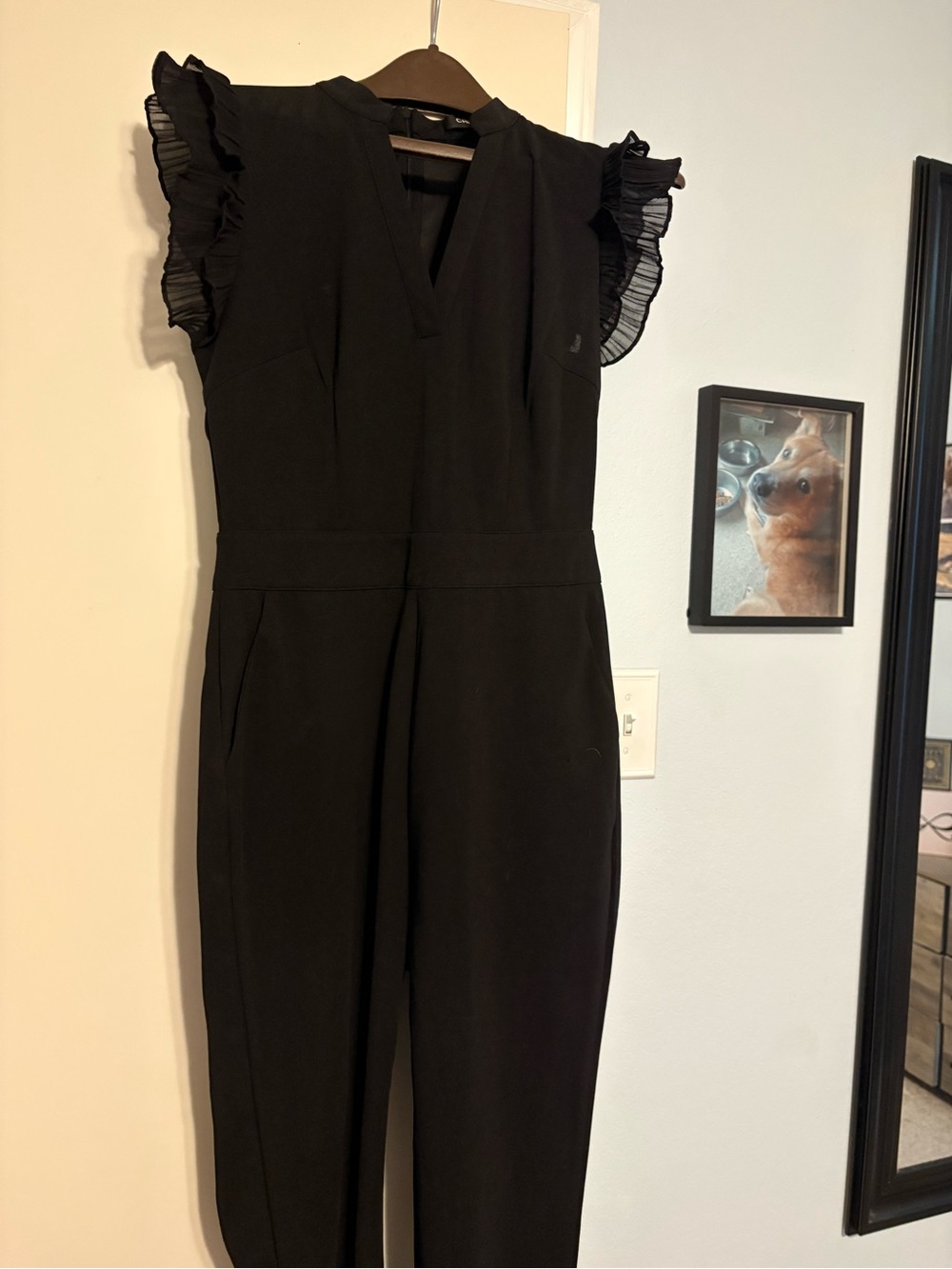 Black Pleated-Sleeve Cropped Jumpsuit